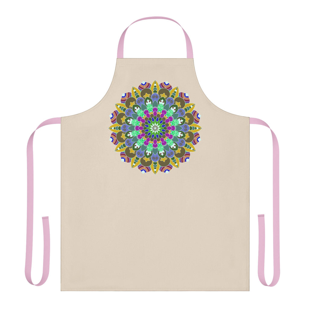 Beige Mandala Apron - Hand Drawn Art All Over Prints - Blululi