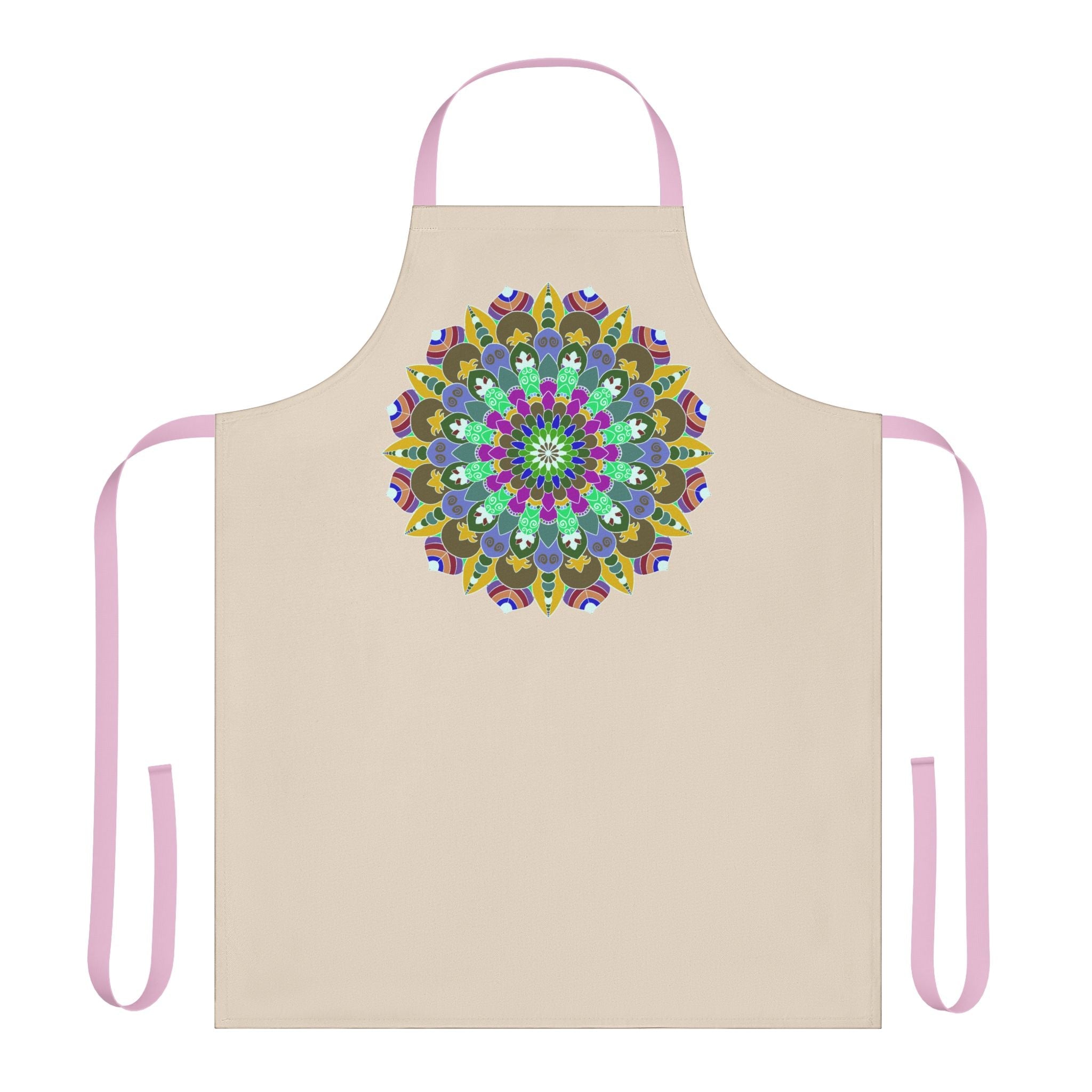 Beige Mandala Apron - Hand Drawn Art All Over Prints - Blululi