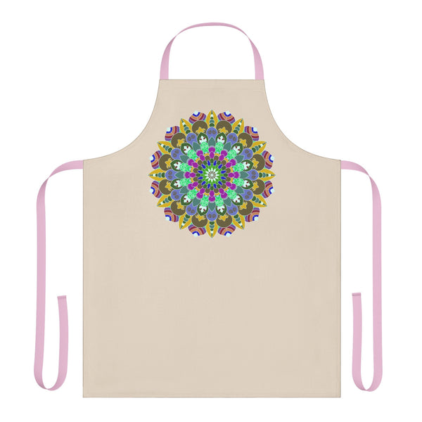 Beige Mandala Apron - Hand Drawn Art All Over Prints - Blululi