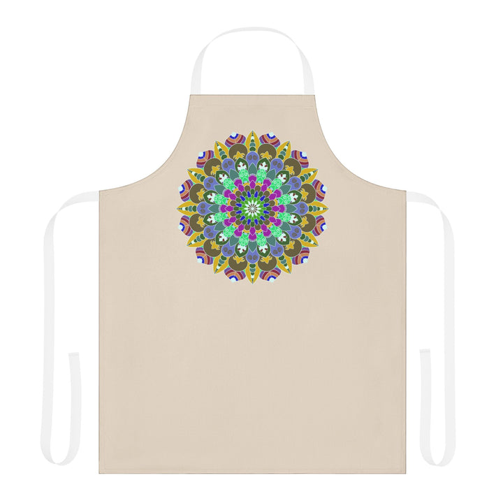 Beige Mandala Apron - Hand Drawn Art All Over Prints - Blululi