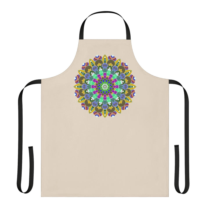 Beige Mandala Apron - Hand Drawn Art All Over Prints - Blululi