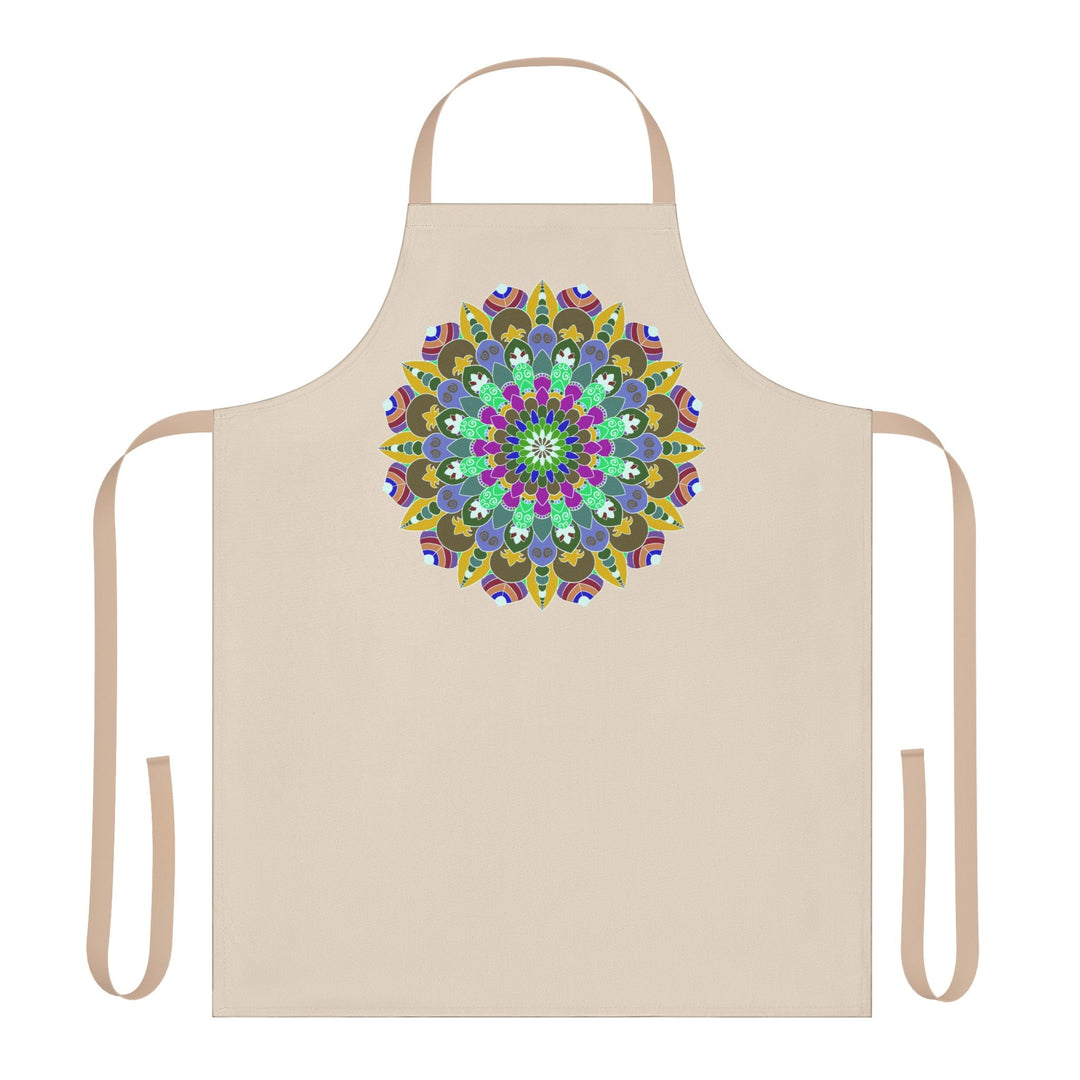 Beige Mandala Apron - Hand Drawn Art All Over Prints - Blululi