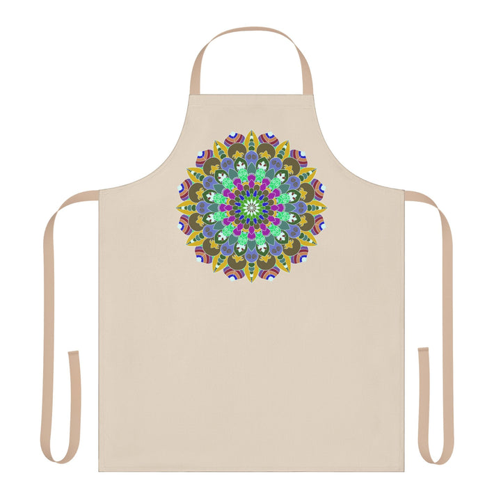 Beige Mandala Apron - Hand Drawn Art All Over Prints - Blululi