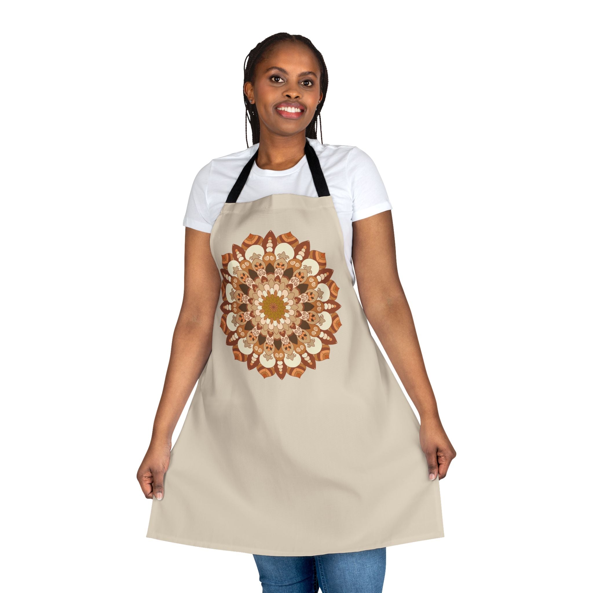 Beige Mandala Art Apron - Kitchen Decor All Over Prints - Blululi