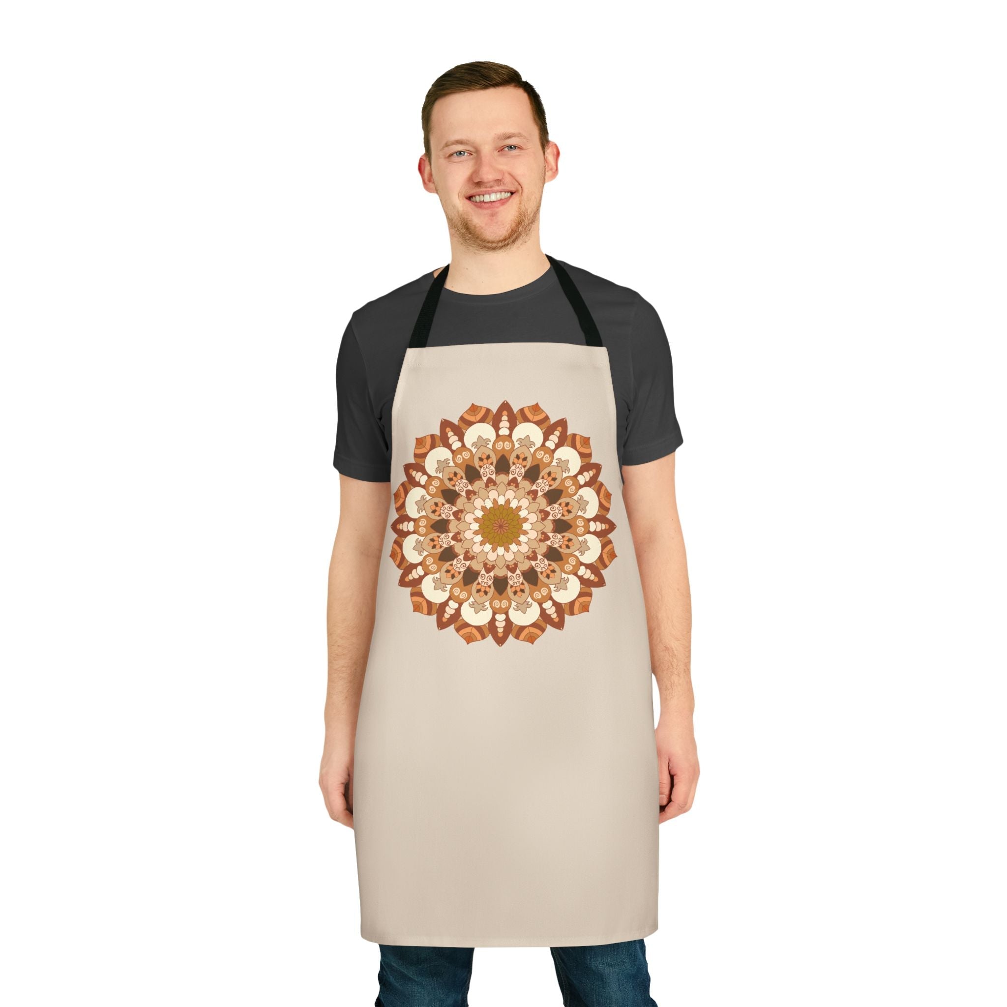 Beige Mandala Art Apron - Kitchen Decor All Over Prints - Blululi