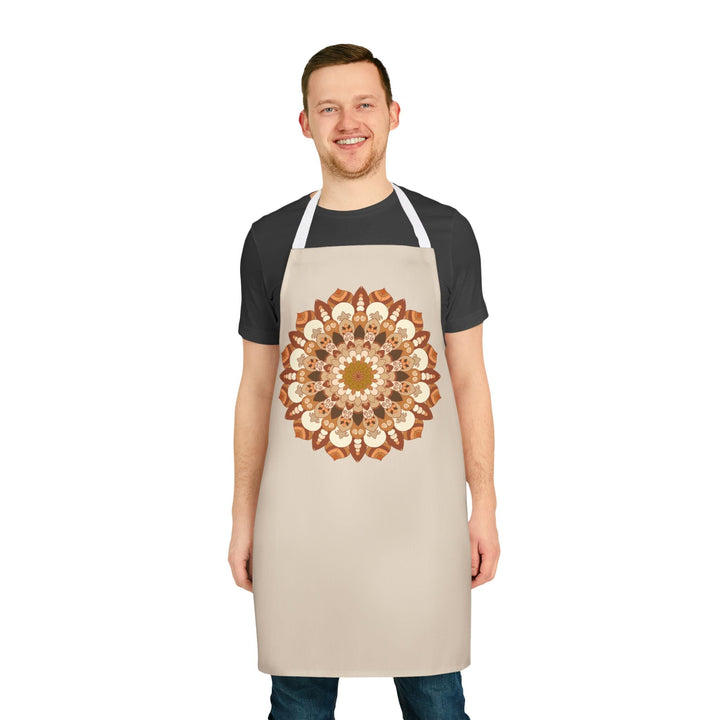 Beige Mandala Art Apron - Kitchen Decor All Over Prints - Blululi