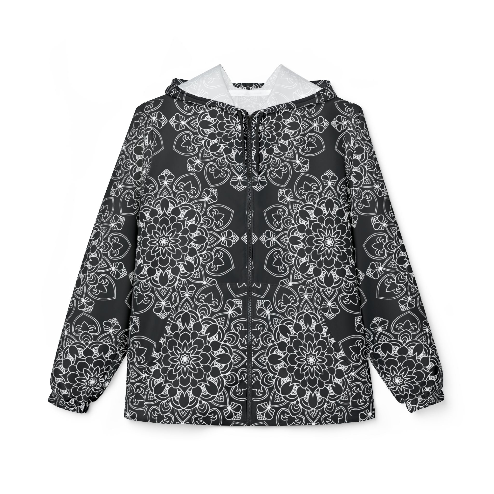 Best Black and White Best Windbreaker Jacket with Blululi Mandala Art Designs Outerwear - Blululi