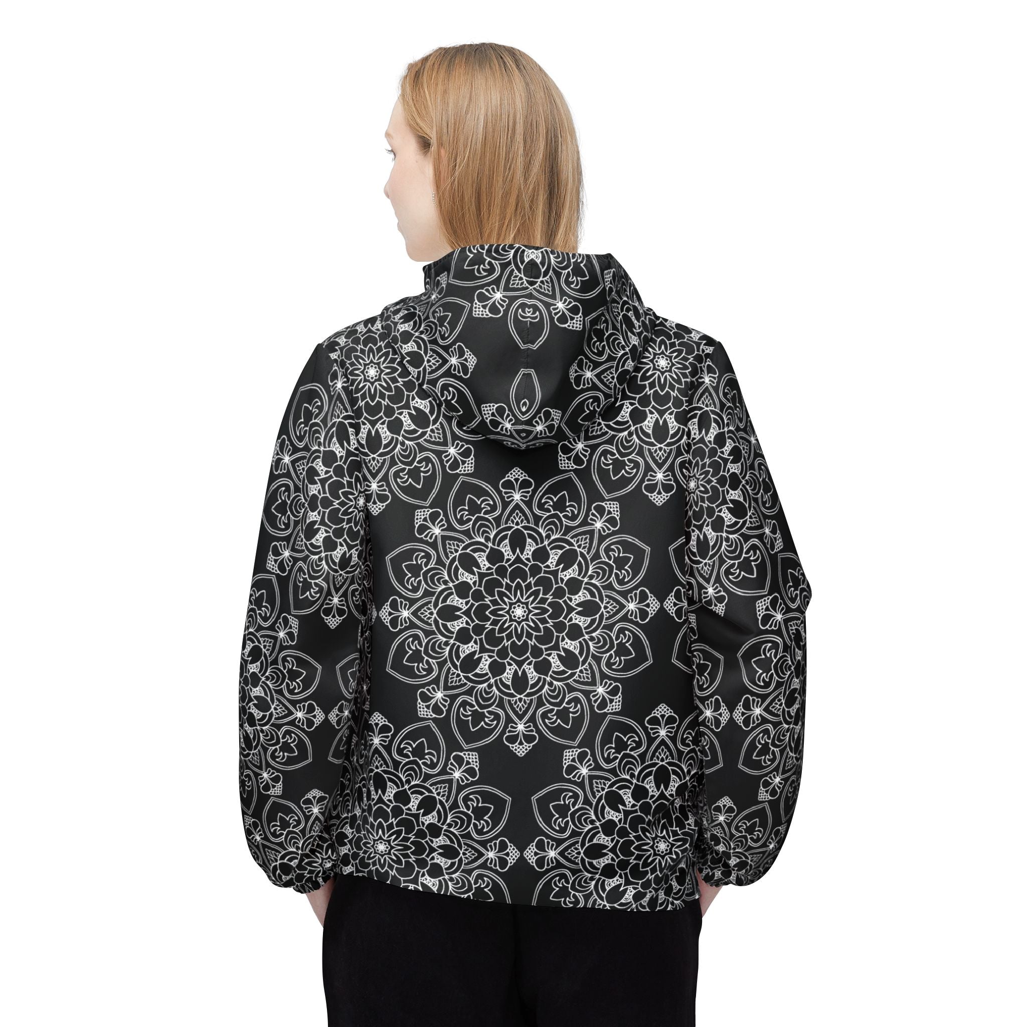 Best Black and White Best Windbreaker Jacket with Blululi Mandala Art Designs Outerwear - Blululi
