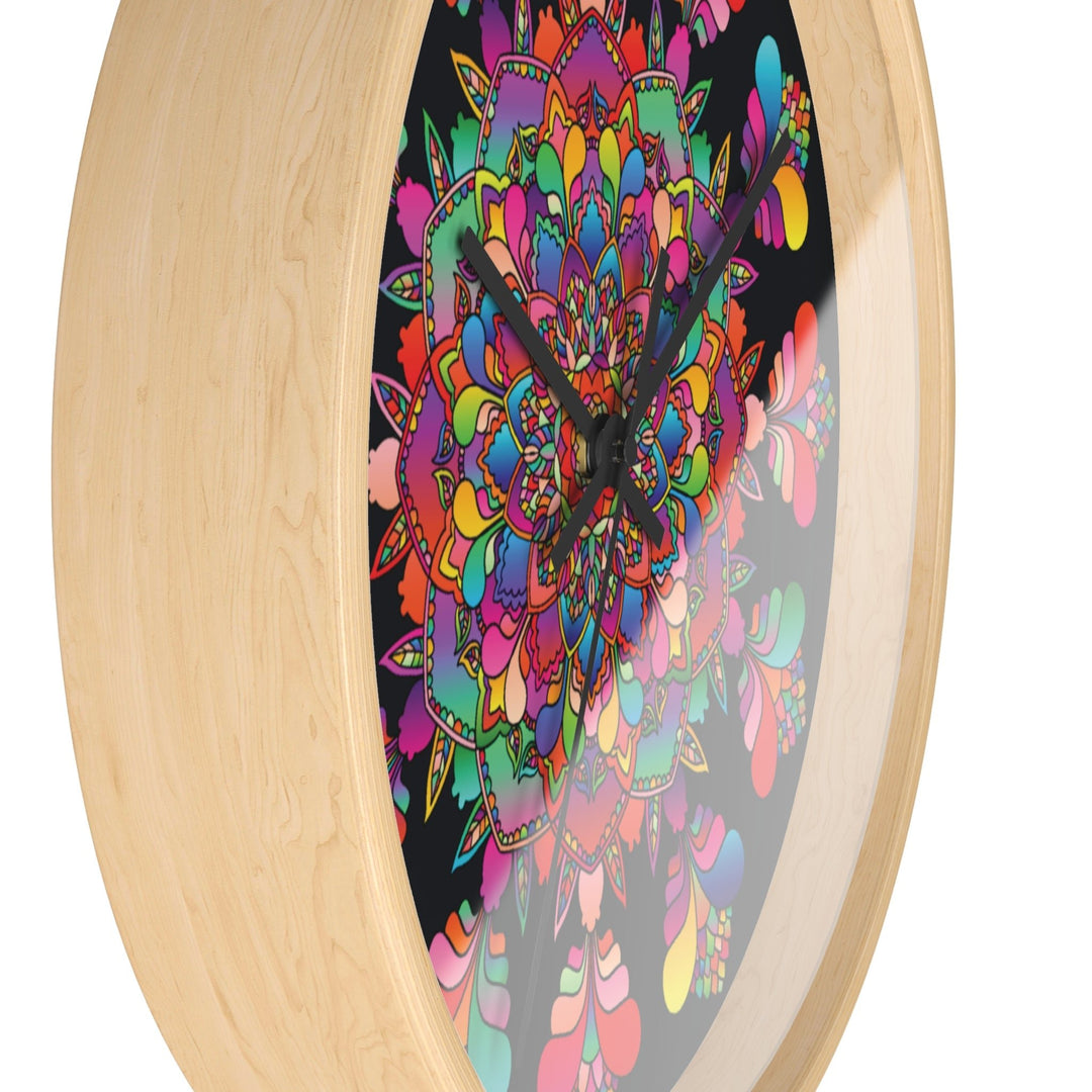 Black and Colorful Mandala Wall Clock Home Decor - Blululi