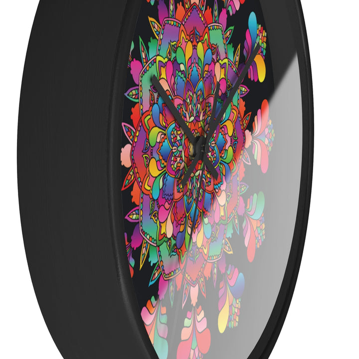 Black and Colorful Mandala Wall Clock Home Decor - Blululi