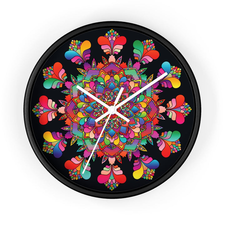 Black and Colorful Mandala Wall Clock Home Decor - Blululi