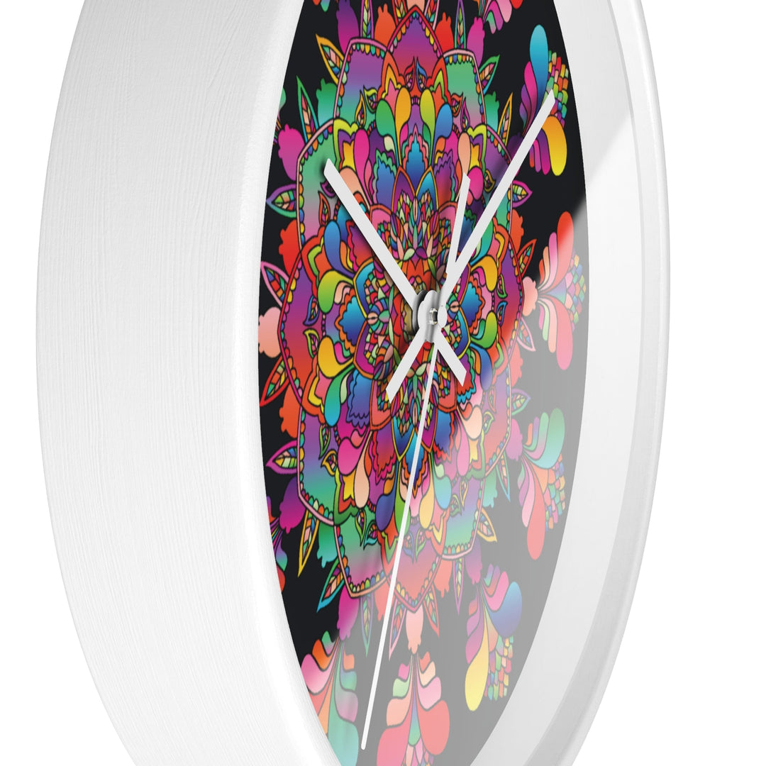 Black and Colorful Mandala Wall Clock Home Decor - Blululi