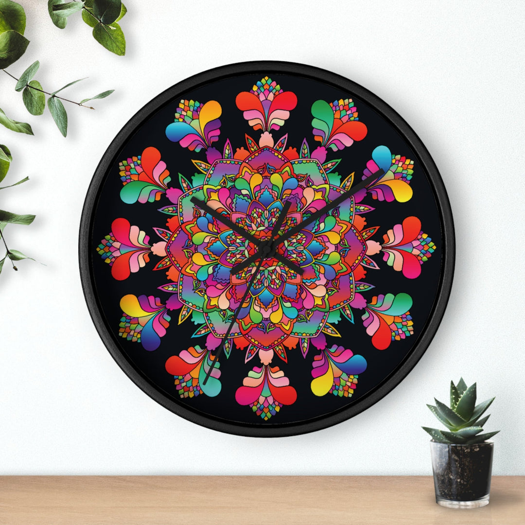 Black and Colorful Mandala Wall Clock Home Decor - Blululi