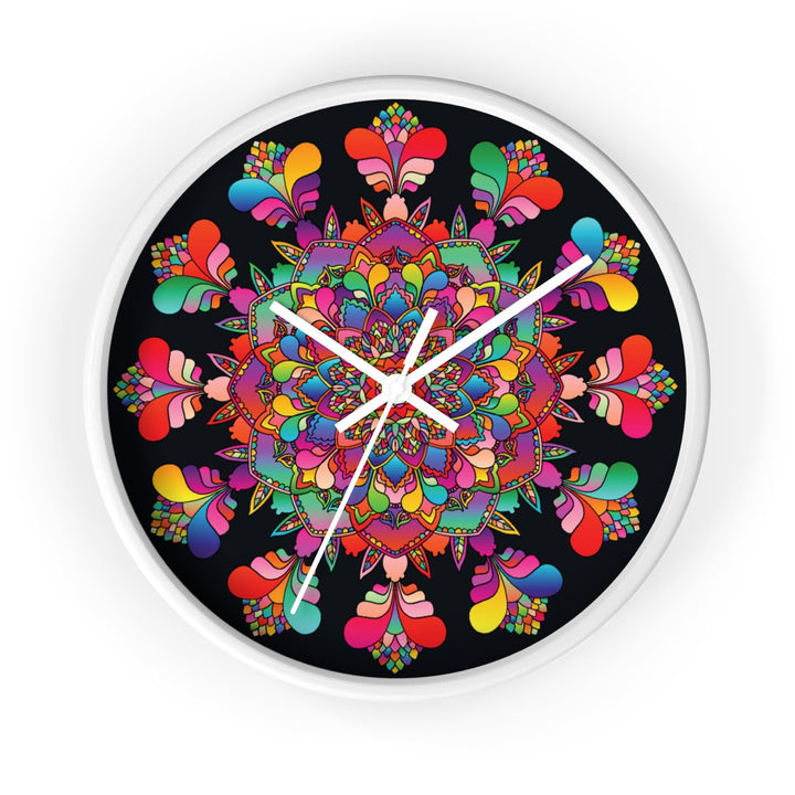 Black and Colorful Mandala Wall Clock Home Decor - Blululi