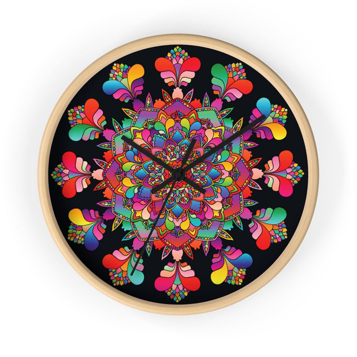 Black and Colorful Mandala Wall Clock Home Decor - Blululi