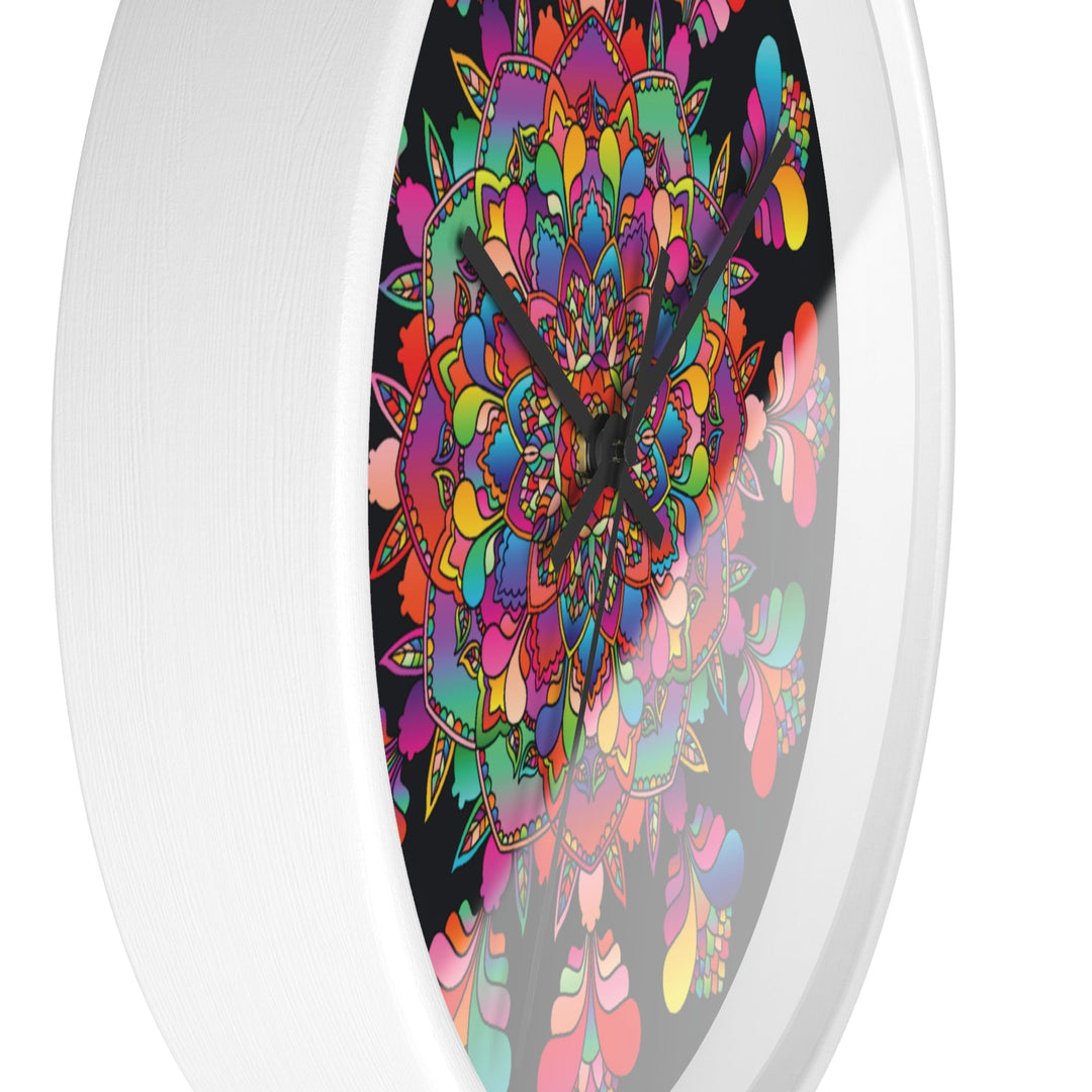 Black and Colorful Mandala Wall Clock Home Decor - Blululi