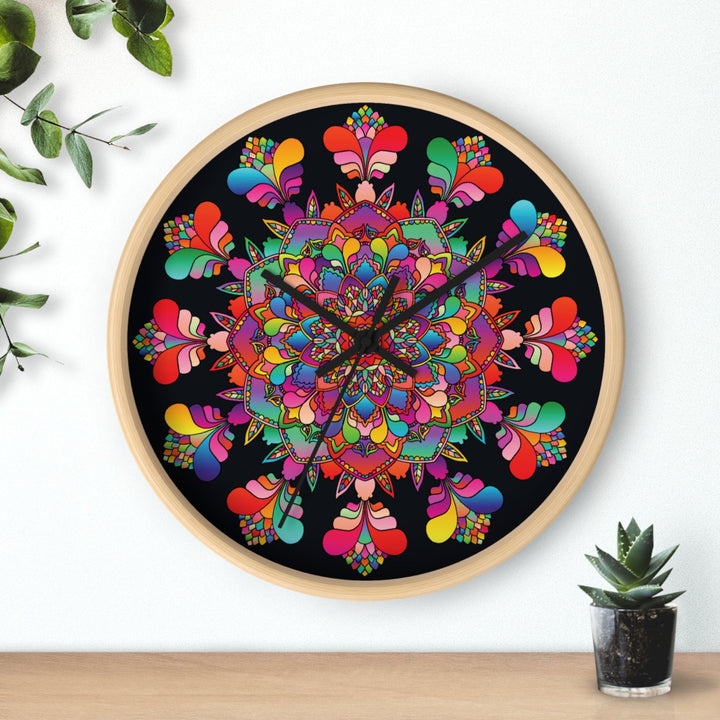Black and Colorful Mandala Wall Clock Home Decor - Blululi