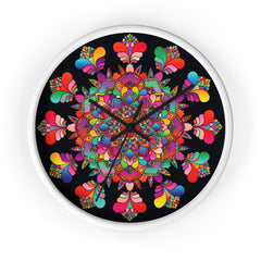 Black and Colorful Mandala Wall Clock Home Decor - Blululi