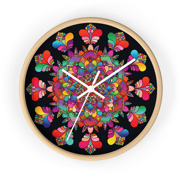 Black and Colorful Mandala Wall Clock Home Decor - Blululi