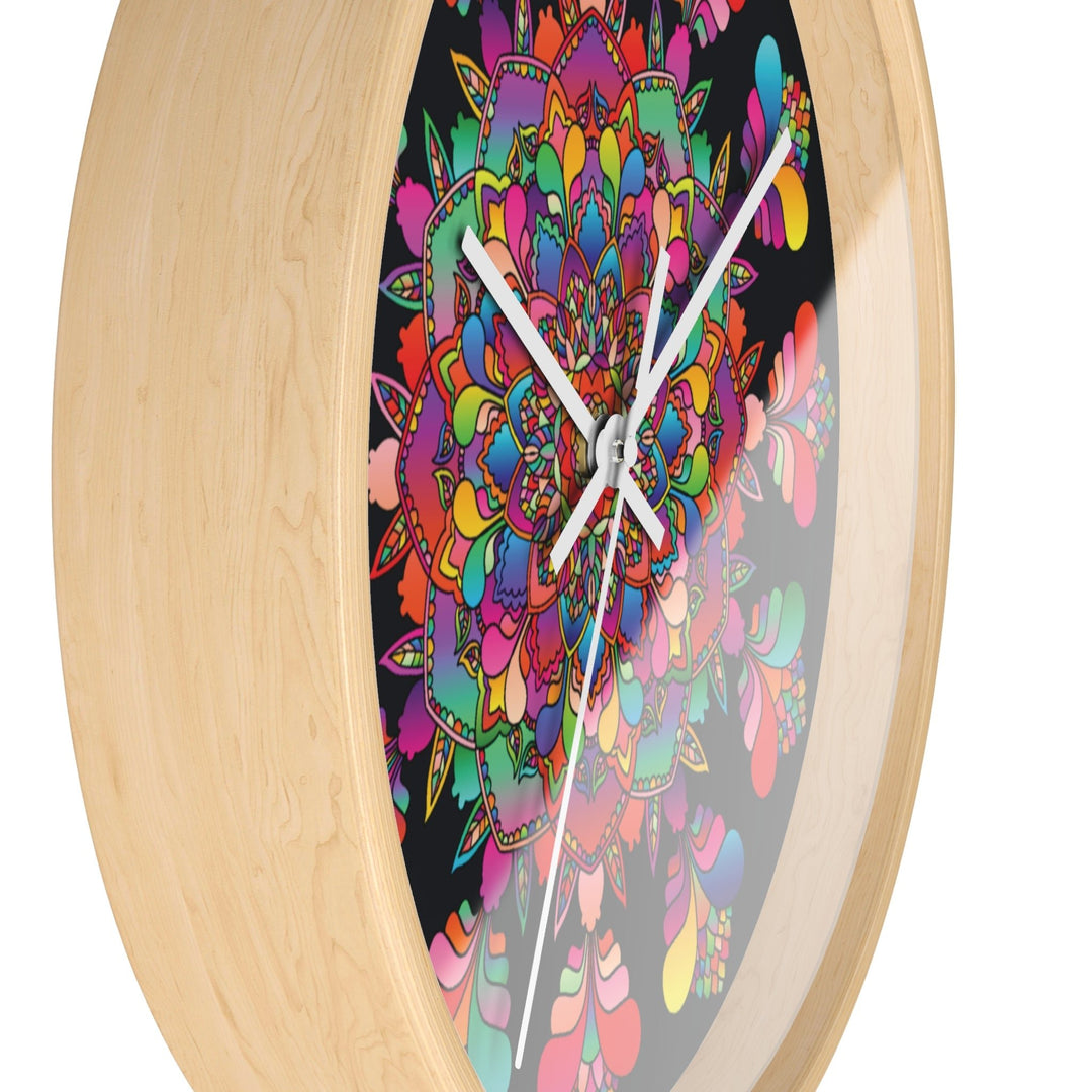 Black and Colorful Mandala Wall Clock Home Decor - Blululi