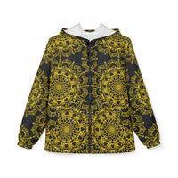 Black and Gold Best Windbreaker Jacket with Blululi Mandala Art Designs Outerwear - Blululi