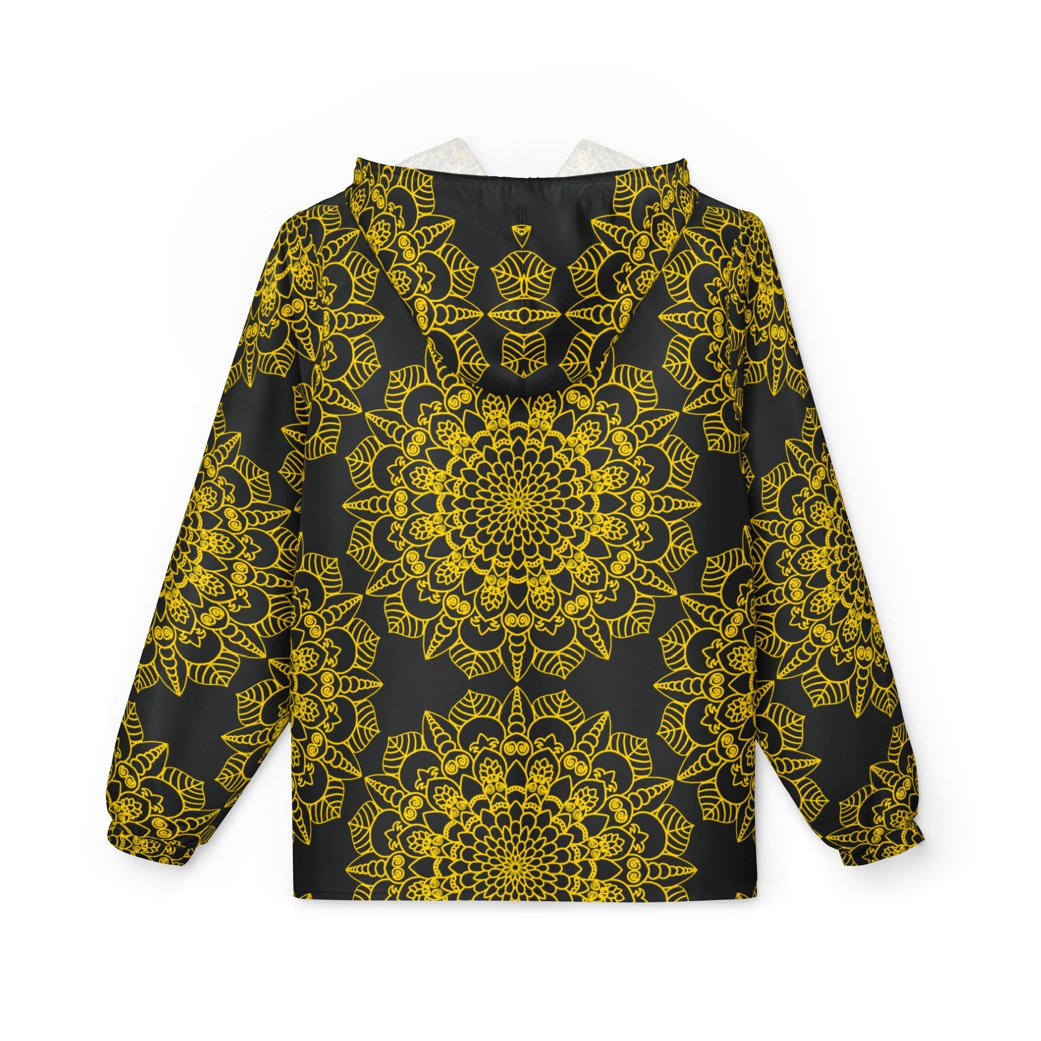 Black and Gold Best Windbreaker Jacket with Blululi Mandala Art Designs Outerwear - Blululi