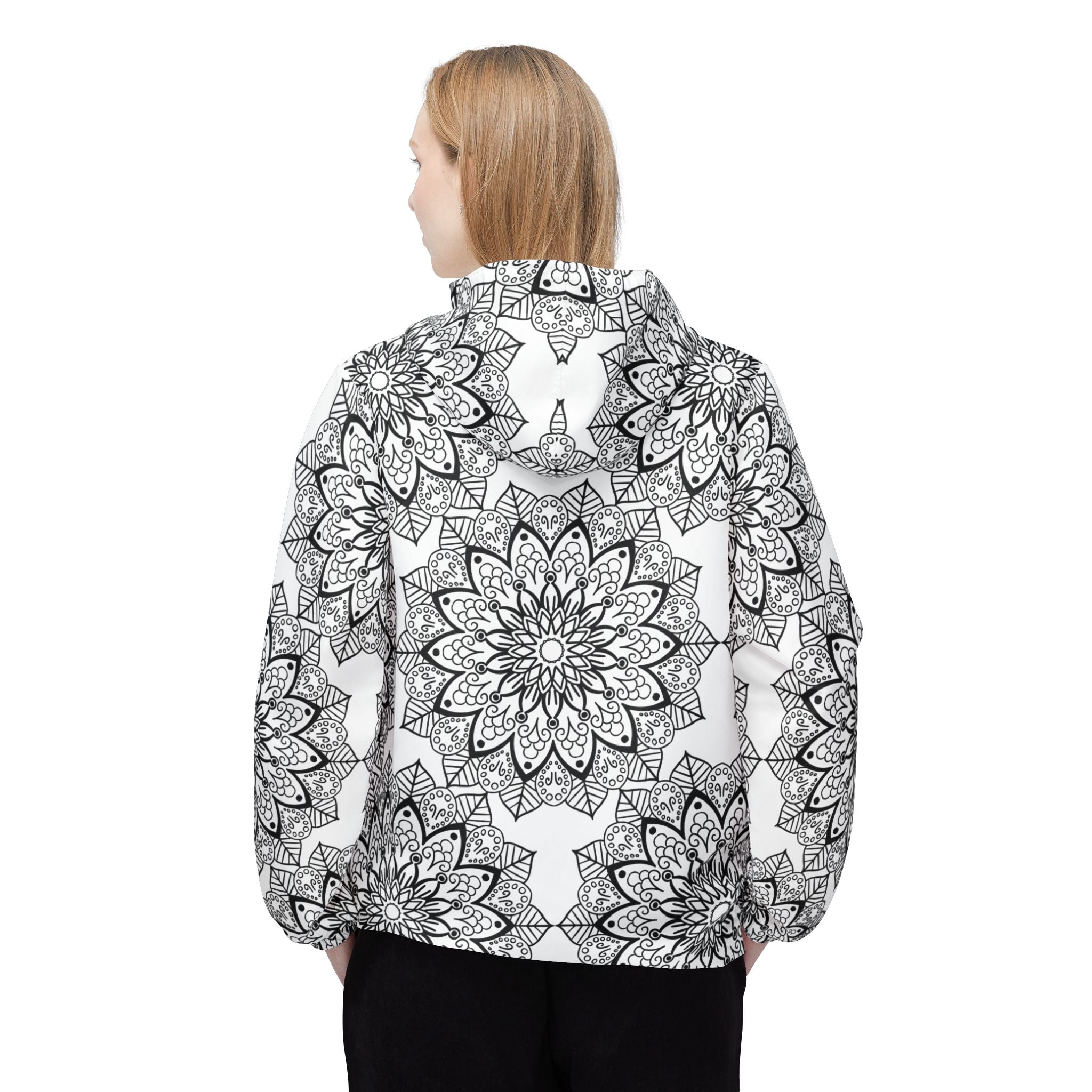 Black and White Best Windbreaker Jacket with Blululi Mandala Art Designs Outerwear - Blululi