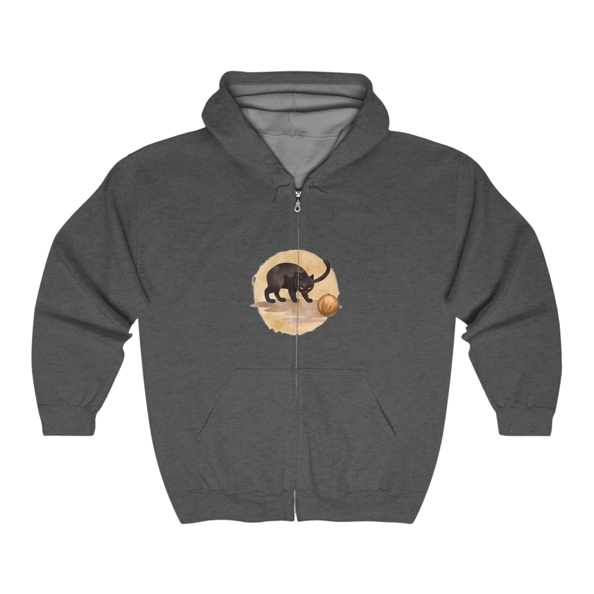 Black Cat & Coconut Hoodie - Whimsical Design Hoodie - Blululi