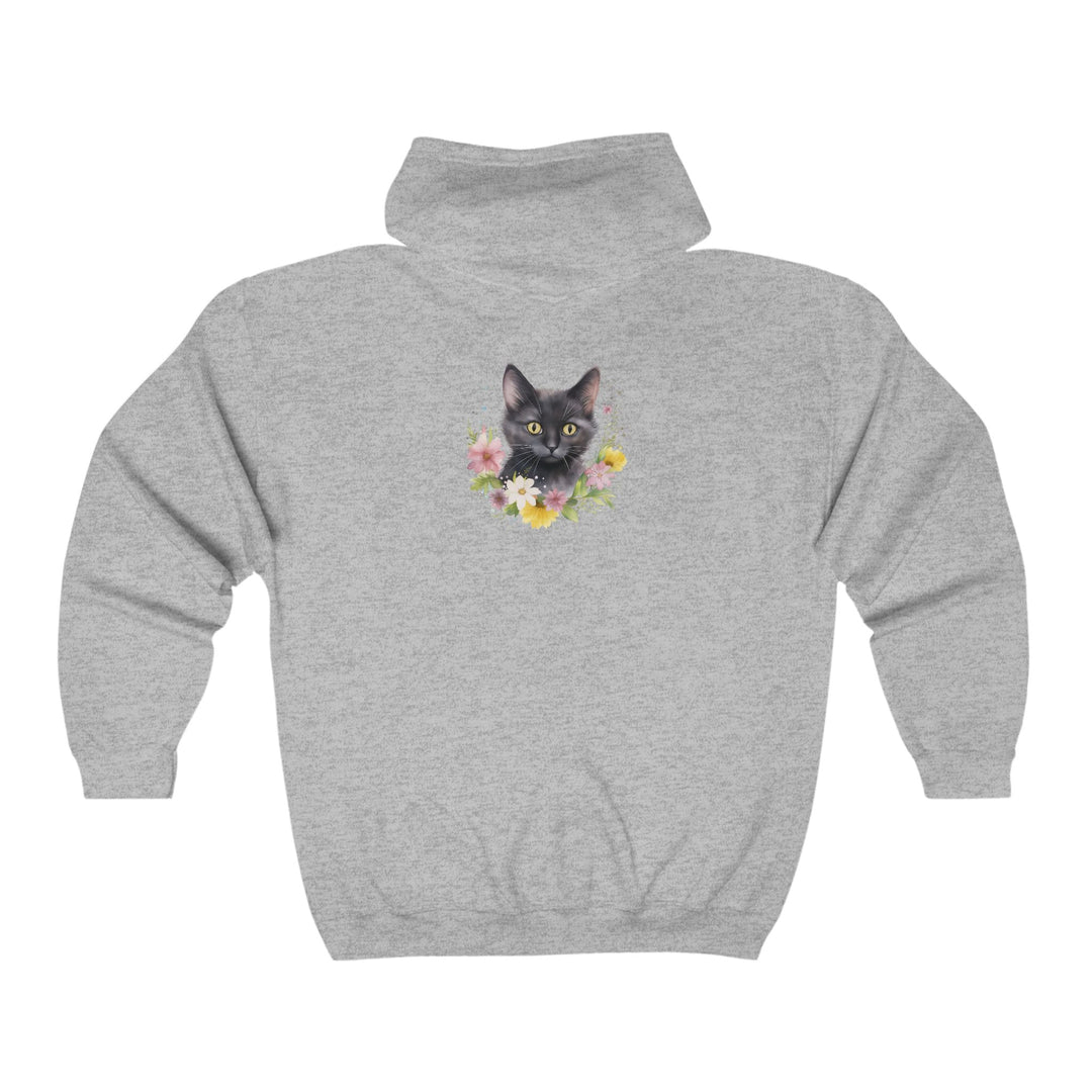 Black Cat Floral Hoodie - Cute & Whimsical Hoodie - Blululi