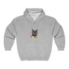 Black Cat Floral Hoodie - Cute & Whimsical Hoodie - Blululi