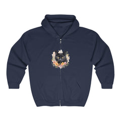 Black Cat Floral Watercolor Hoodie Hoodie - Blululi