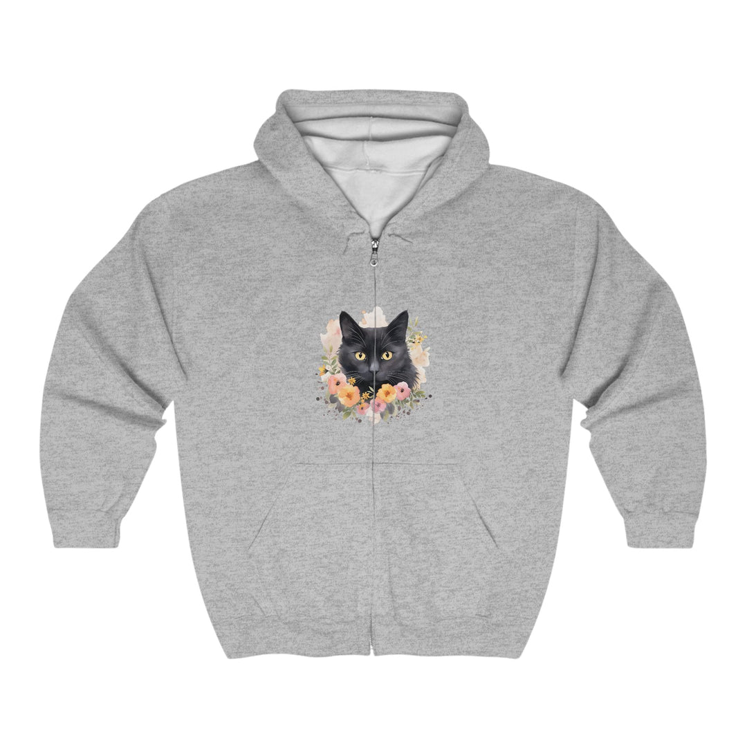 Black Cat Floral Watercolor Hoodie Hoodie - Blululi