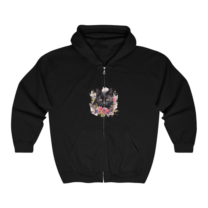 Black Cat Flower Crown Hoodie Hoodie - Blululi