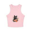 Black Cat & Flowers Racerback Tank Top Tank Top - Blululi