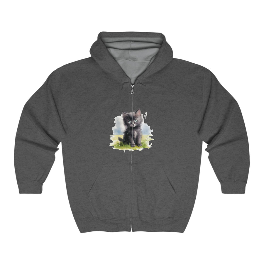 Black Cat in a Field Hoodie - Soft & Fluffy Hoodie - Blululi
