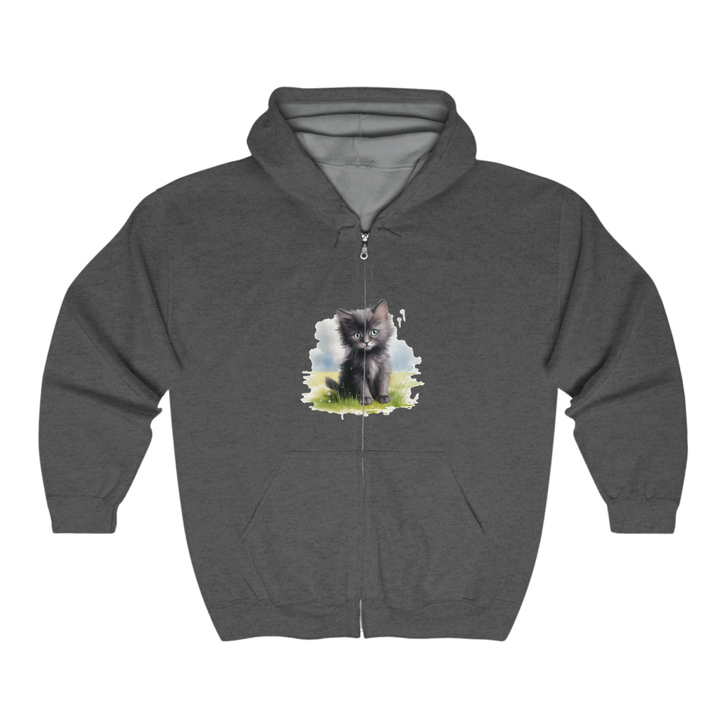 Black Cat in a Field Hoodie - Soft & Fluffy Hoodie - Blululi