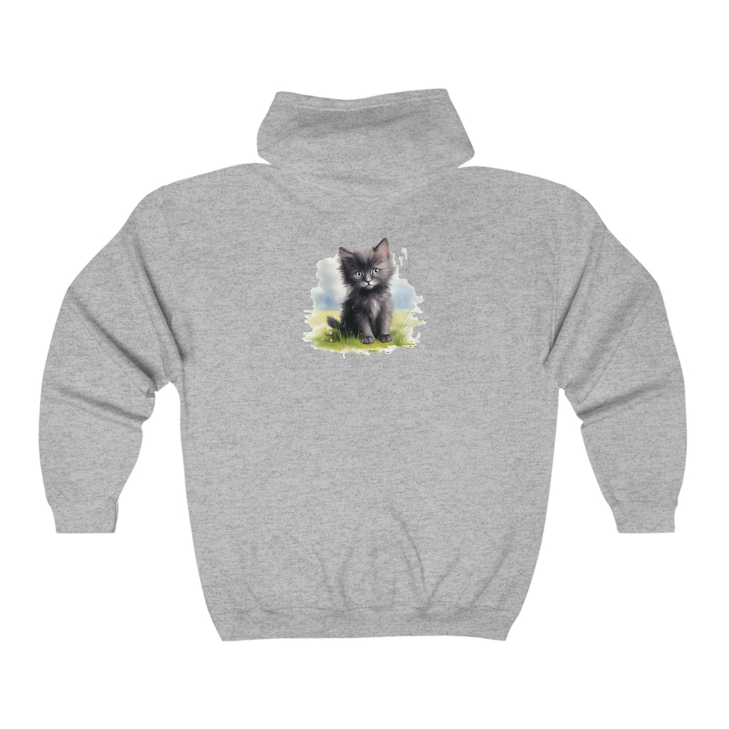 Black Cat in a Field Hoodie - Soft & Fluffy Hoodie - Blululi