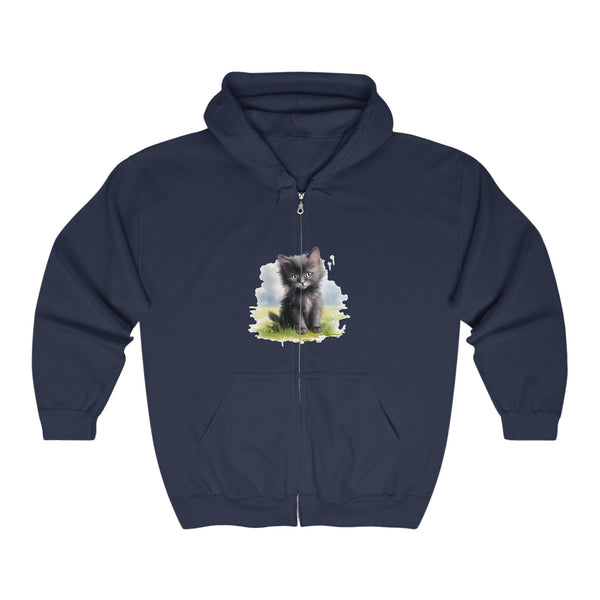 Black Cat in a Field Hoodie - Soft & Fluffy Hoodie - Blululi