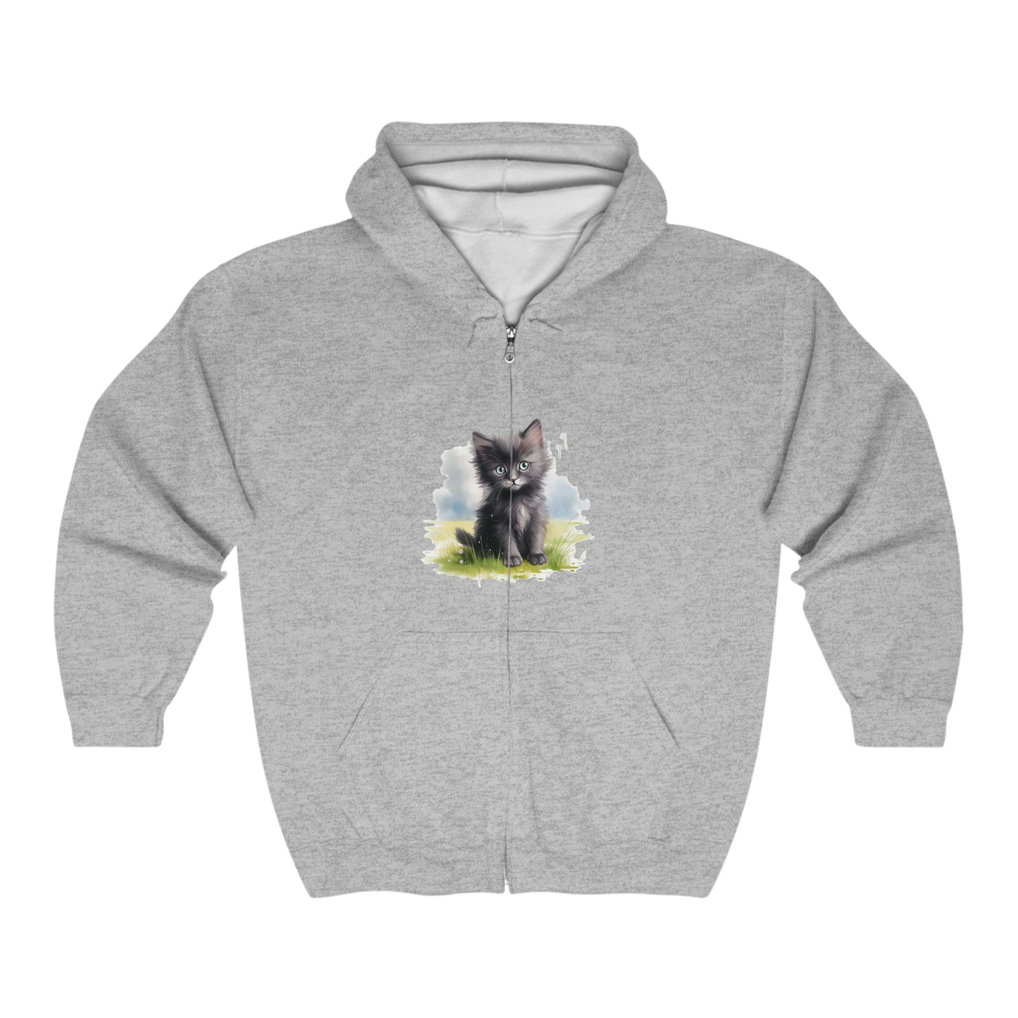 Black Cat in a Field Hoodie - Soft & Fluffy Hoodie - Blululi