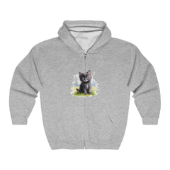 Black Cat in a Field Hoodie - Soft & Fluffy Hoodie - Blululi