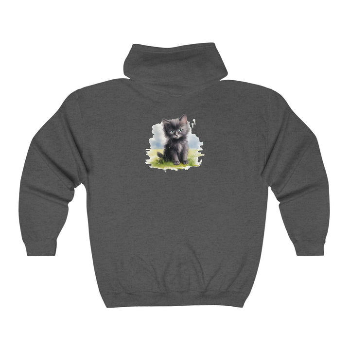 Black Cat in a Field Hoodie - Soft & Fluffy Hoodie - Blululi