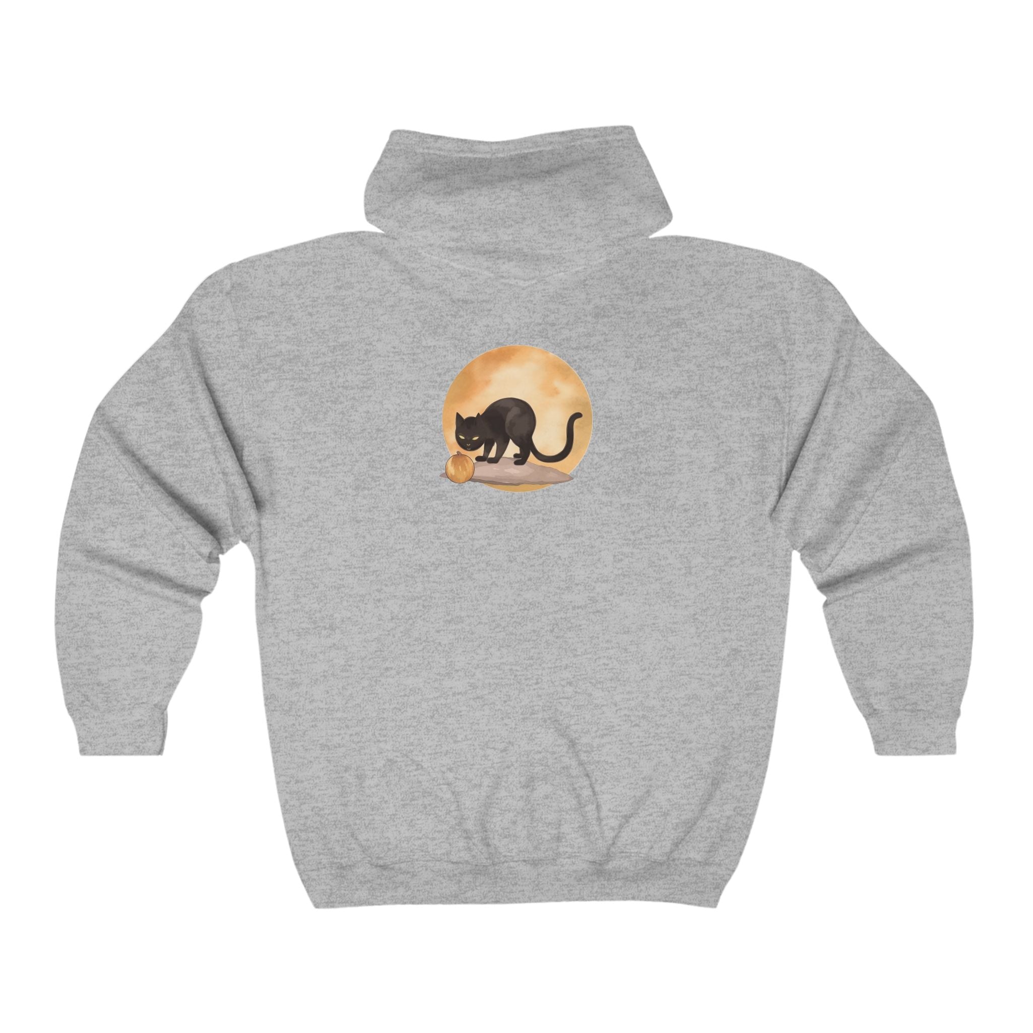 Black Cat & Moon Halloween Hoodie Hoodie - Blululi