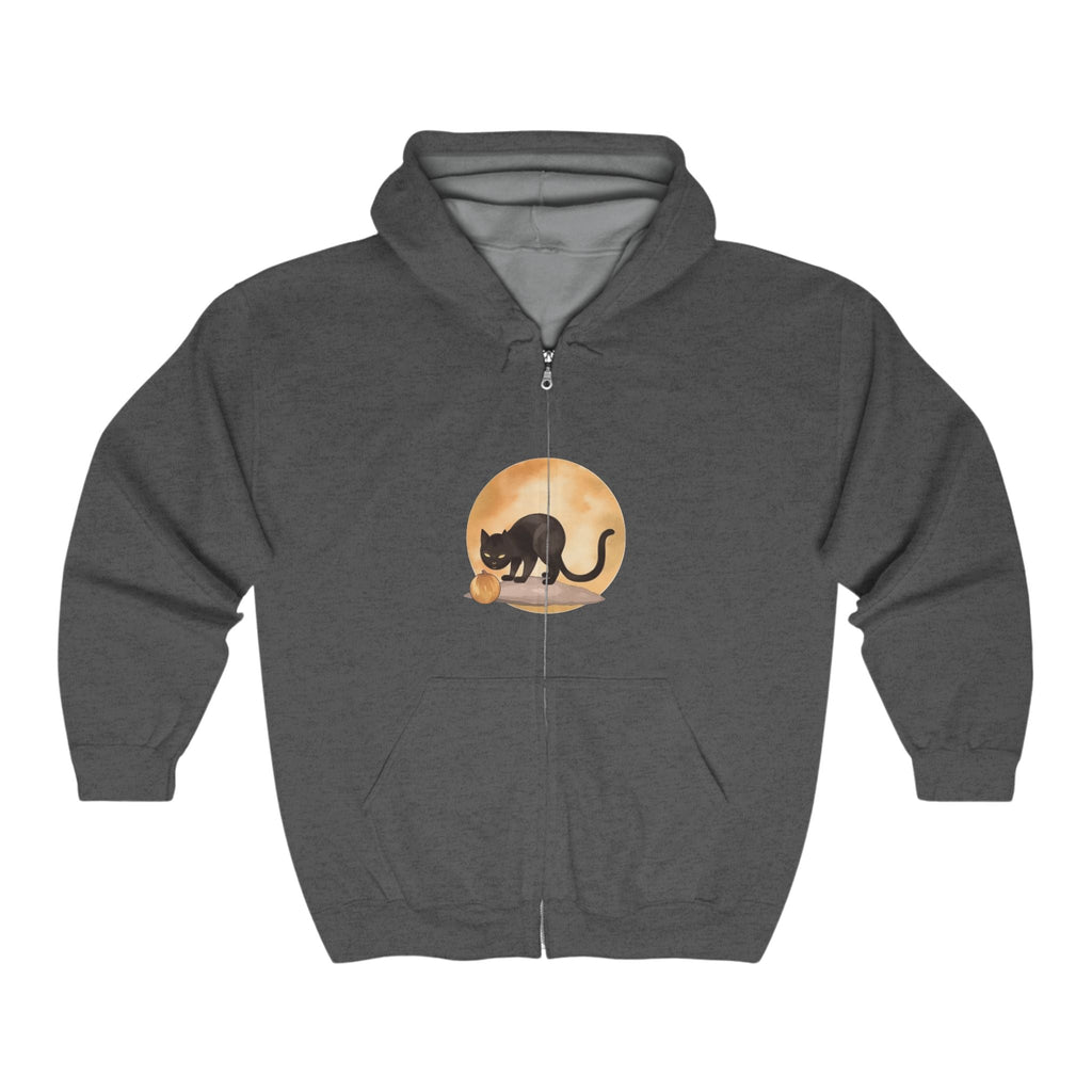 Black Cat & Moon Halloween Hoodie Hoodie - Blululi