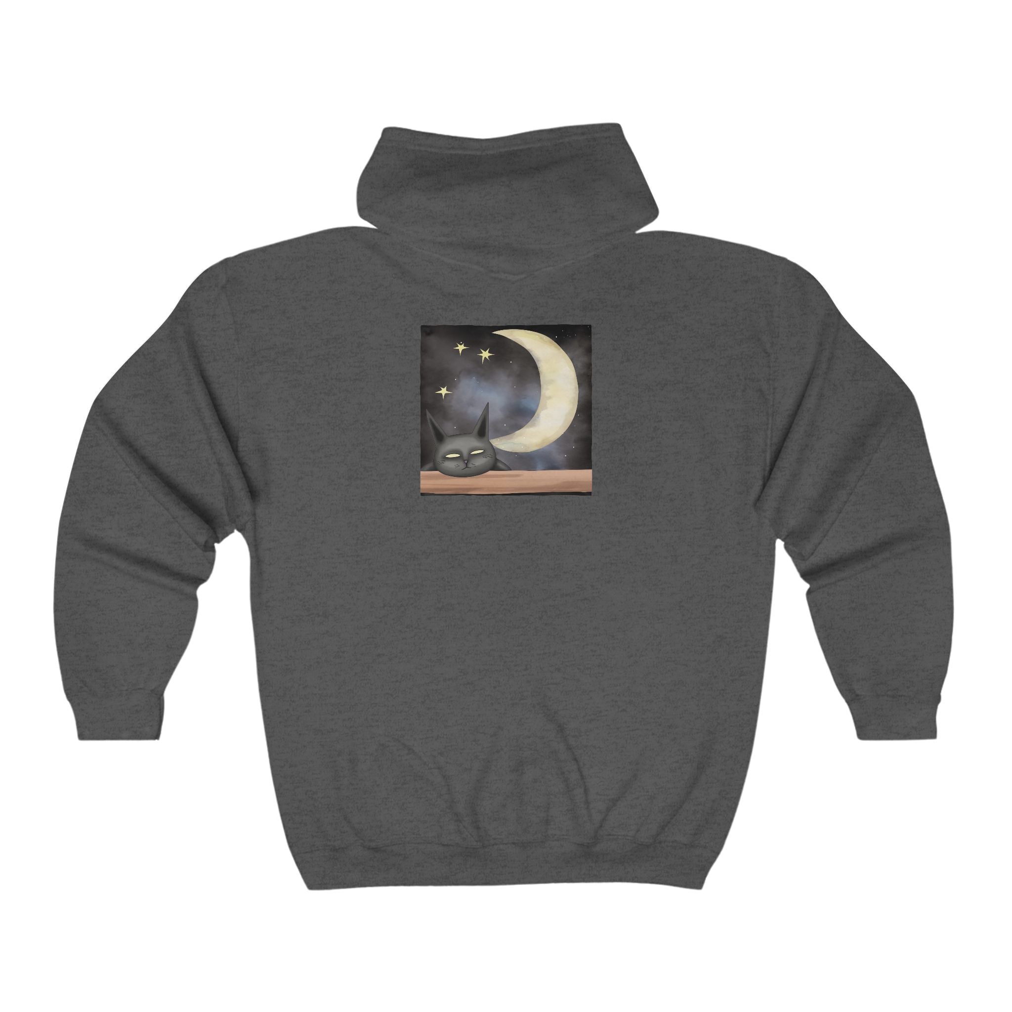 Black Cat Moonlight Hoodie - Night Sky Design Hoodie - Blululi