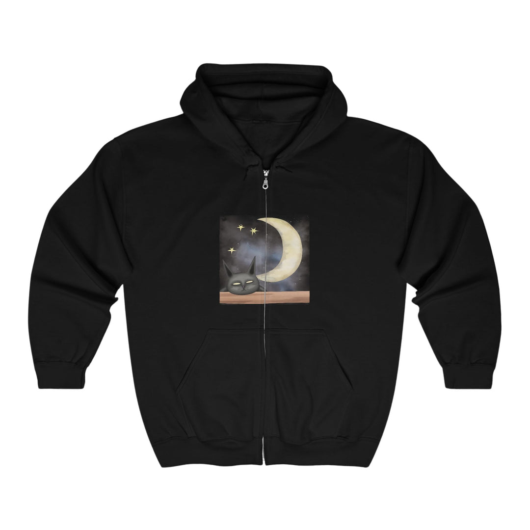 Black Cat Moonlight Hoodie - Night Sky Design Hoodie - Blululi