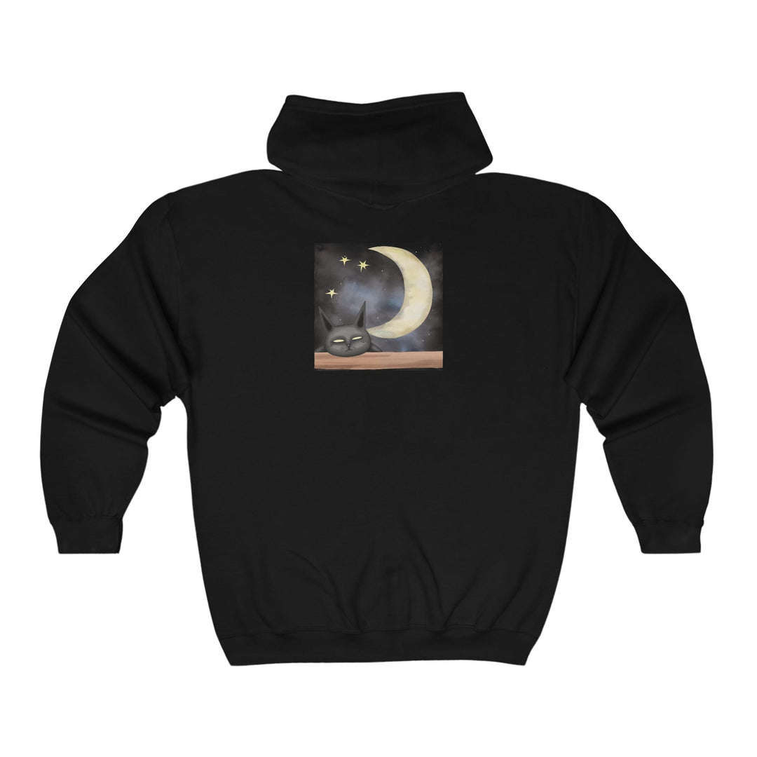 Black Cat Moonlight Hoodie - Night Sky Design Hoodie - Blululi