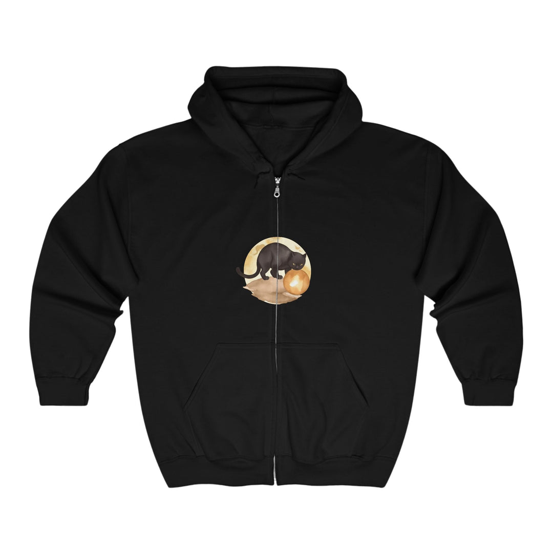 Black Cat Moonlit Playtime Hoodie Hoodie - Blululi