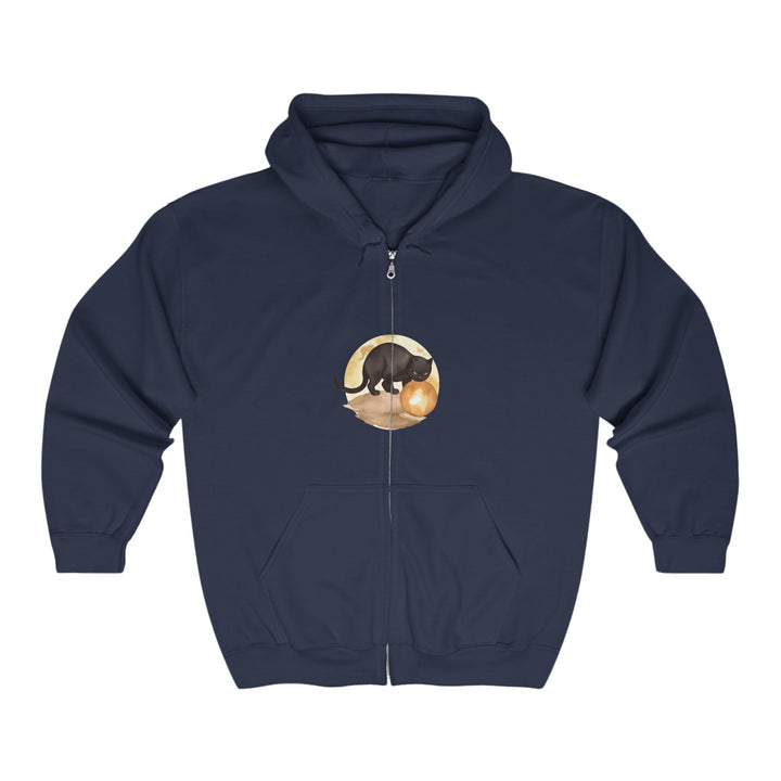 Black Cat Moonlit Playtime Hoodie Hoodie - Blululi