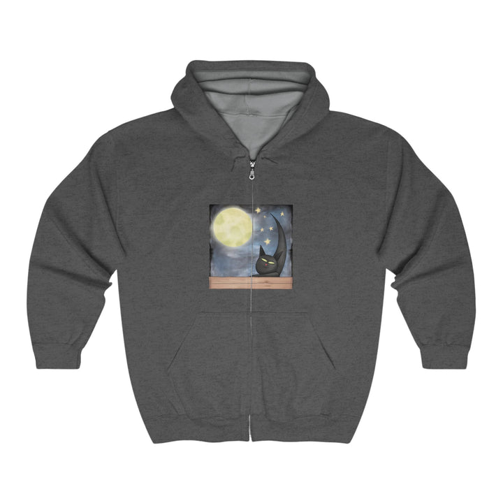 Black Cat Moonlit Window Hoodie Hoodie - Blululi