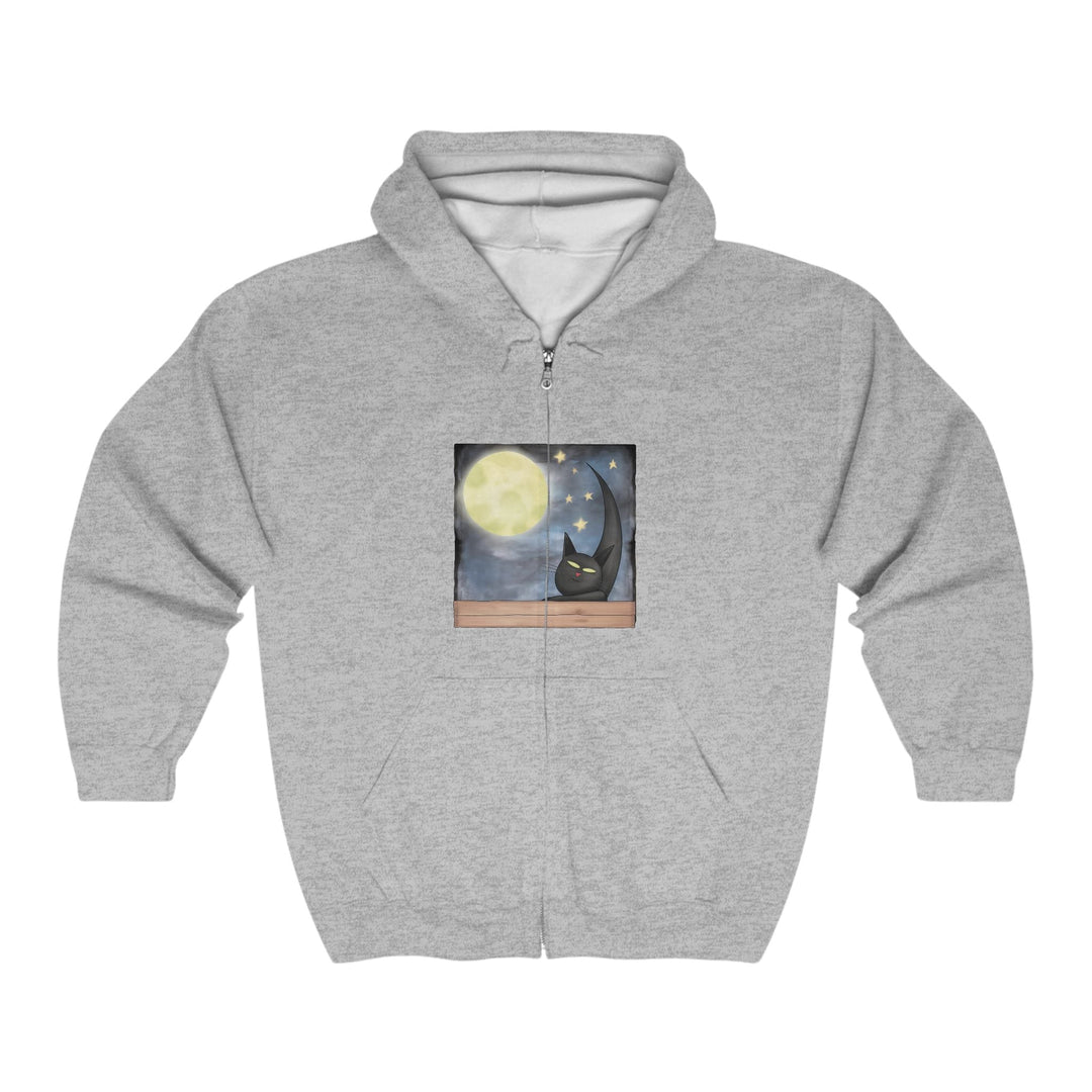 Black Cat Moonlit Window Hoodie Hoodie - Blululi